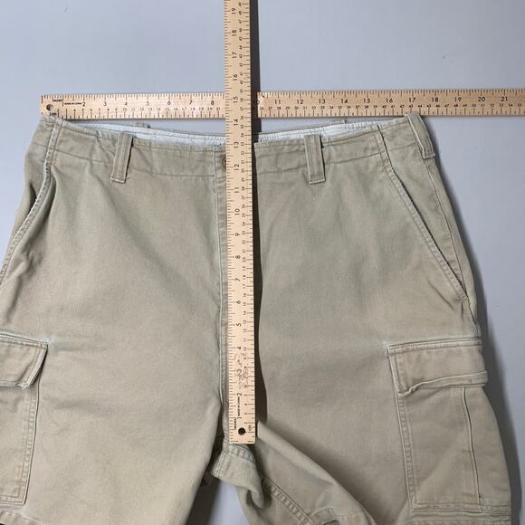 Abercrombie Fitch Mens Cargo Shorts 34 Khaki Tan Beige Vintage Pockets 6" - Picture 5 of 9